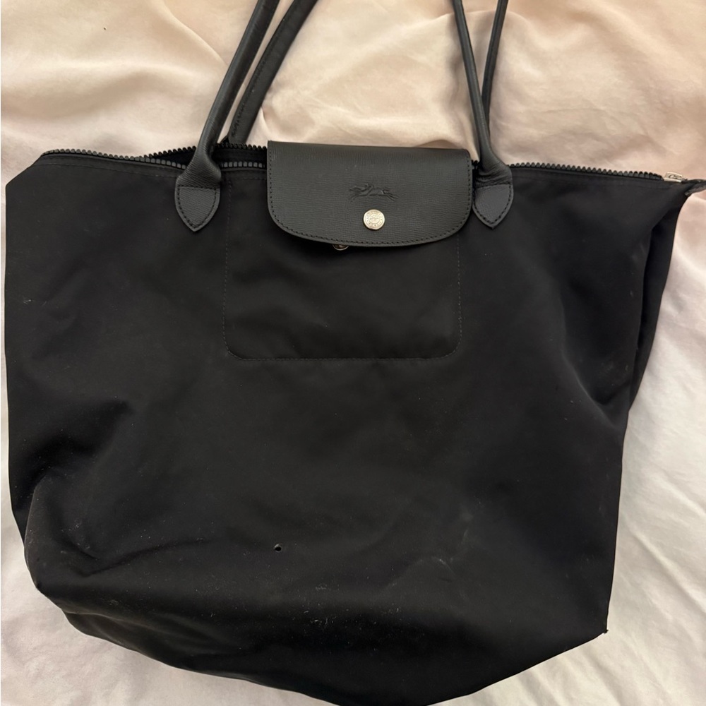 Longchamp Black Le Pliage Large Shoulder Tote